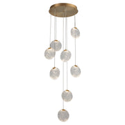 Axiom 8 Light LED Pendant in Aged Brass