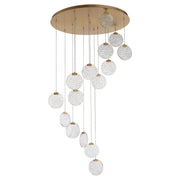 Axiom 15 Light LED Pendant in Aged Brass