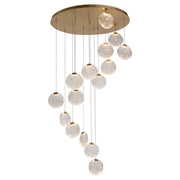 Axiom 15 Light LED Pendant in Aged Brass