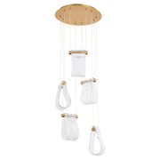 Veer 5 Light LED Pendant in Aged Brass