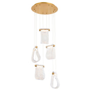 Veer 5 Light LED Pendant in Aged Brass