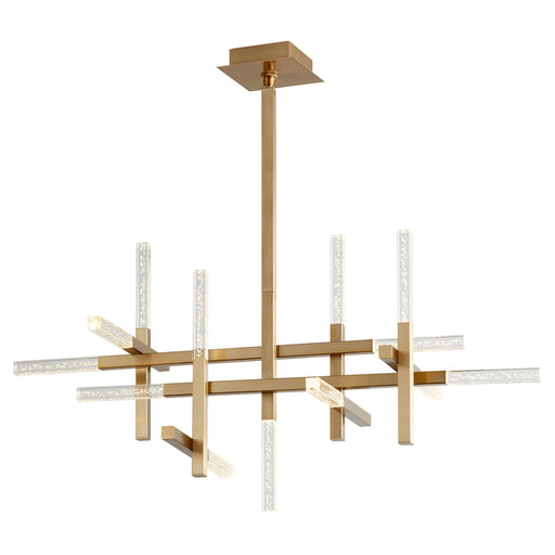Atlantis 13 Light Linear Chandelier in Aged Brass
