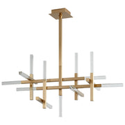 Atlantis 13 Light Linear Chandelier in Aged Brass