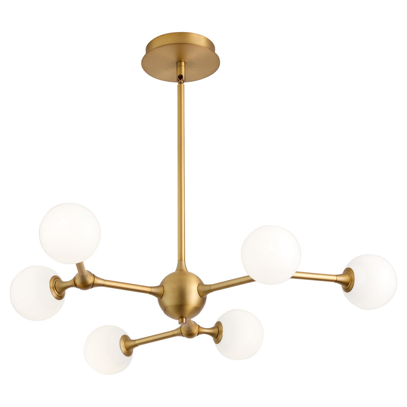 Orbe 6 Light LED Chandelier in Brushed Brass