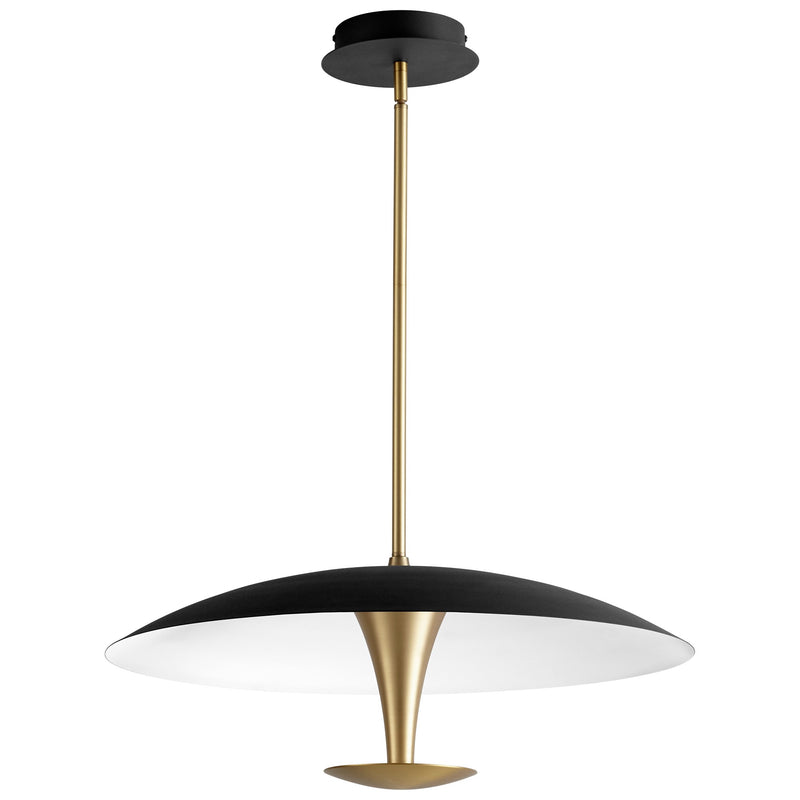 Spacely 26" LED Pendant in Black / Aged Brass