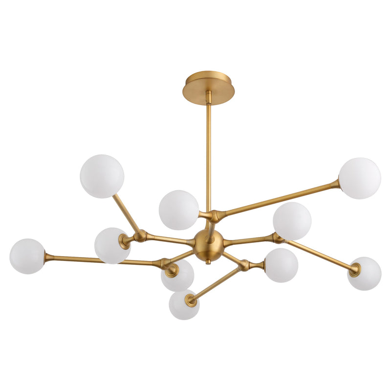 Orbe 10 Light LED Pendant in Brushed Brass