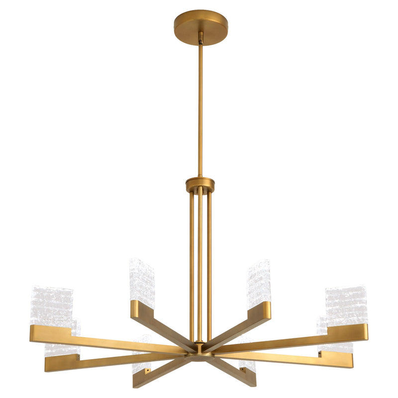 Gamma 8 Light LED Pendant in Brushed Brass