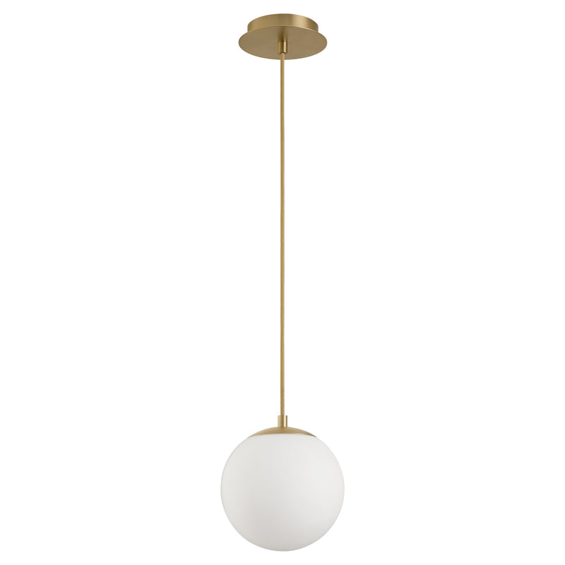 Luna 8" LED Pendant in Aged Brass