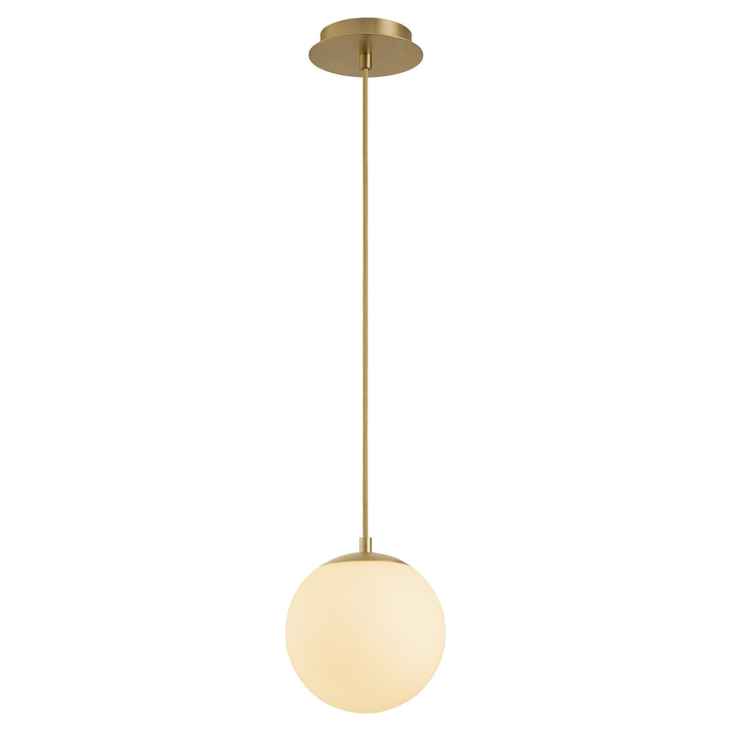 Luna 8" LED Pendant in Aged Brass