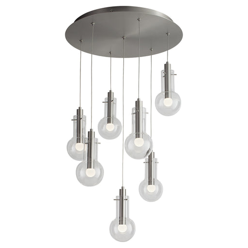 Primo 7 Light LED Pendant in Satin Nickel