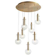 Primo 7 Light LED Pendant in Aged Brass