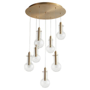 Primo 7 Light LED Pendant in Aged Brass