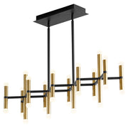 Nero 26 Light Linear Chandelier in Black / Aged Brass