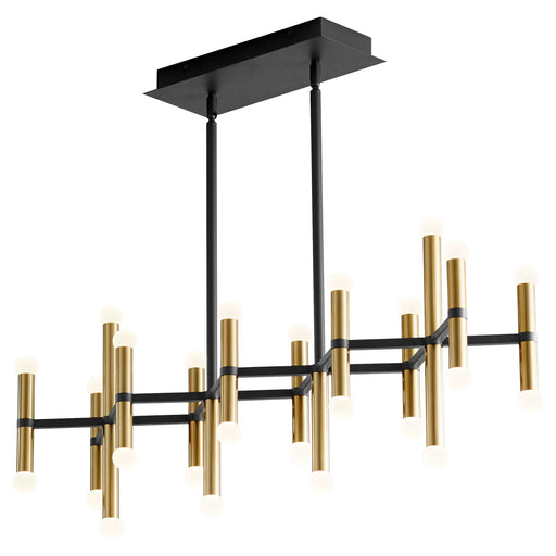 Nero 26 Light Linear Chandelier in Black / Aged Brass