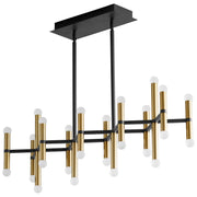 Nero 26 Light Linear Chandelier in Black / Aged Brass