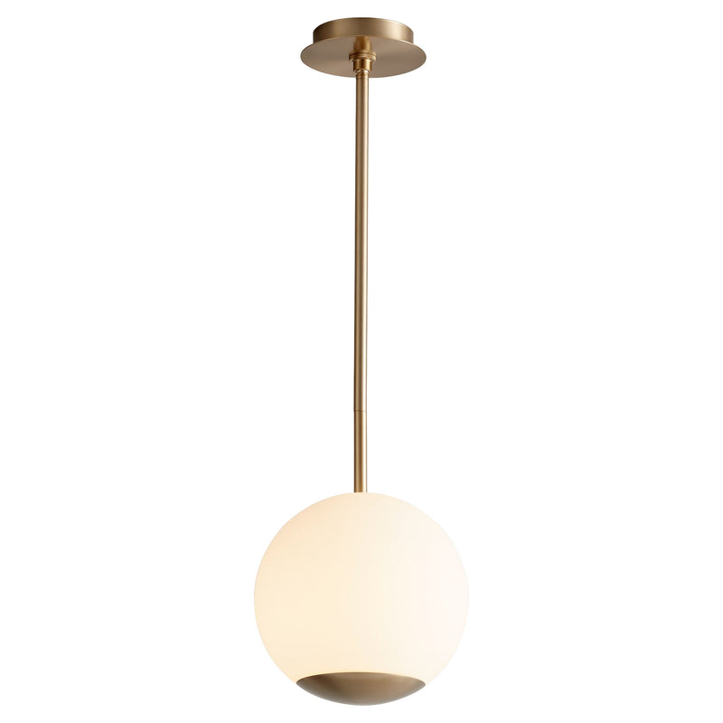 Terra 10" Opal LED Pendant in Aged Brass