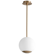 Terra 10" Opal LED Pendant in Aged Brass