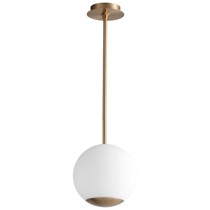 Terra 10" Opal LED Pendant in Aged Brass