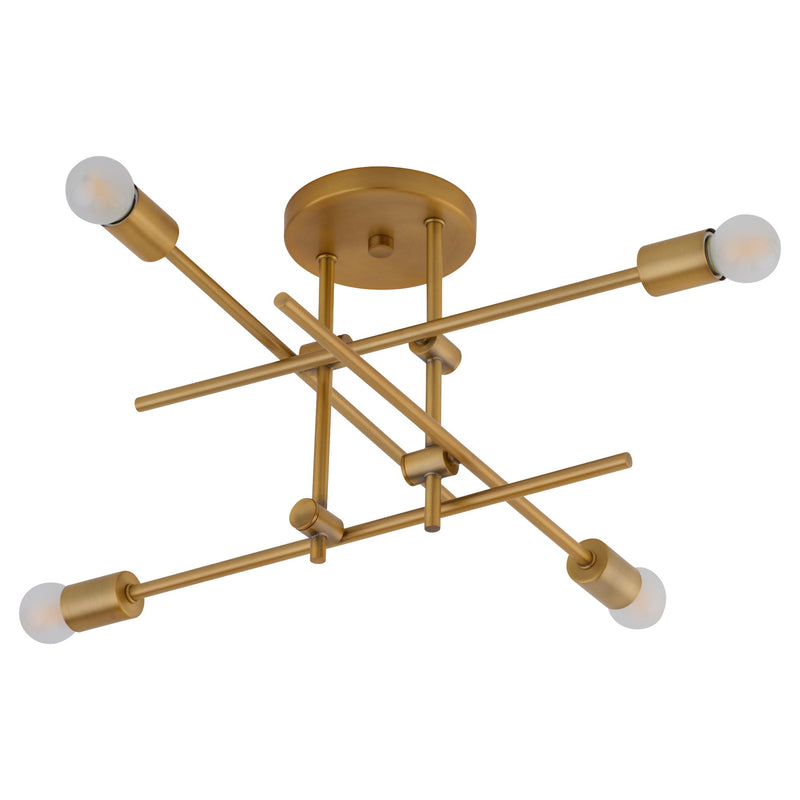 Mika 4 Light Semi-Flush Mount in Brushed Brass