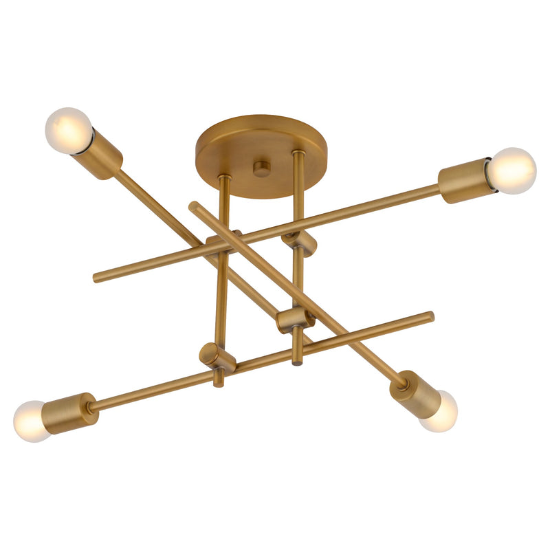 Mika 4 Light Semi-Flush Mount in Brushed Brass