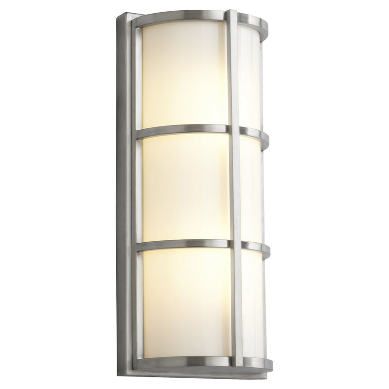 Leda Small LED Outdoor Wall Sconce in Satin Nickel