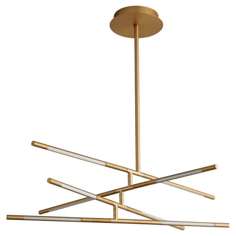 Palillos 8 Light LED Linear Chandelier in Aged Brass