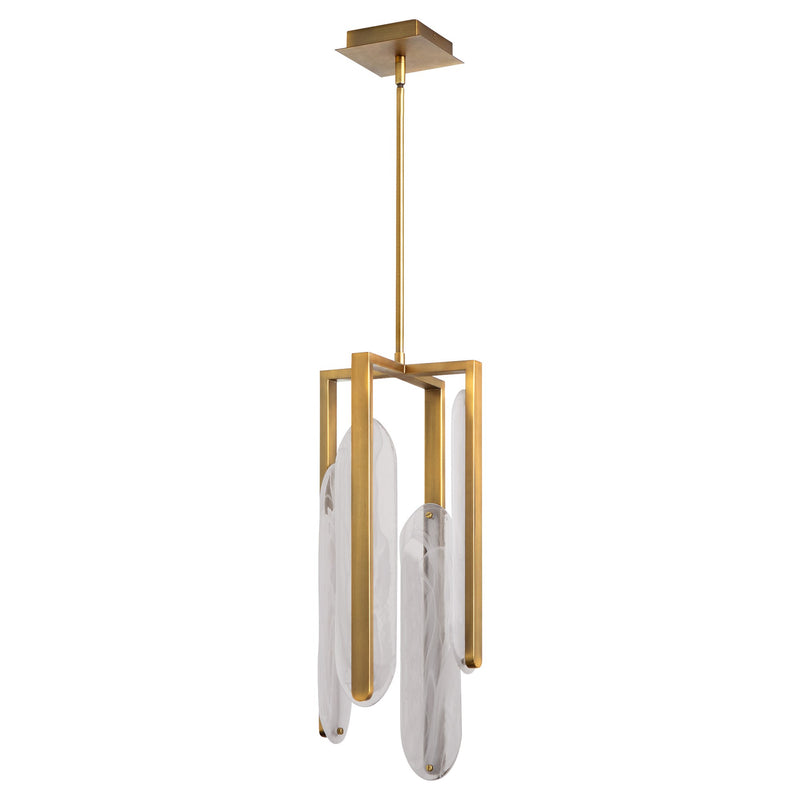 Avian 4 Light LED Pendant in Brushed Brass