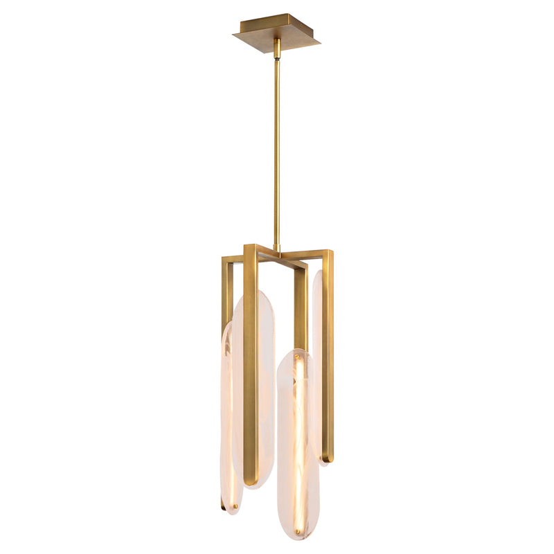 Avian 4 Light LED Pendant in Brushed Brass