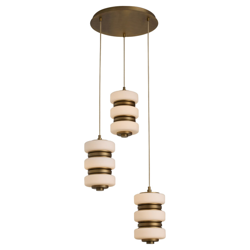 Favo 3 Light LED Multi-Port Pendant in Brushed Brass