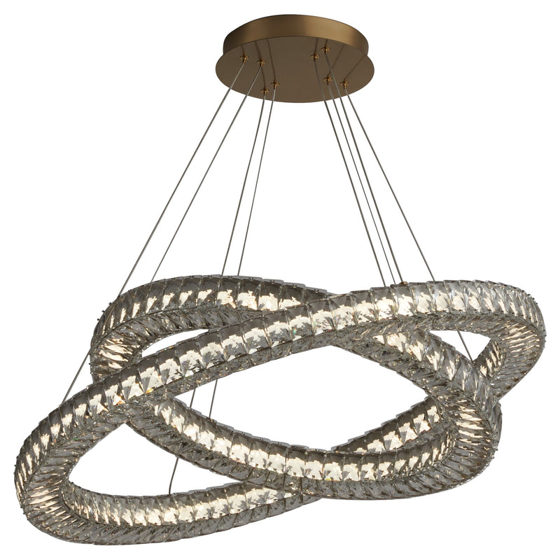 Élan 32" LED Dual Ring Pendant in Aged Brass