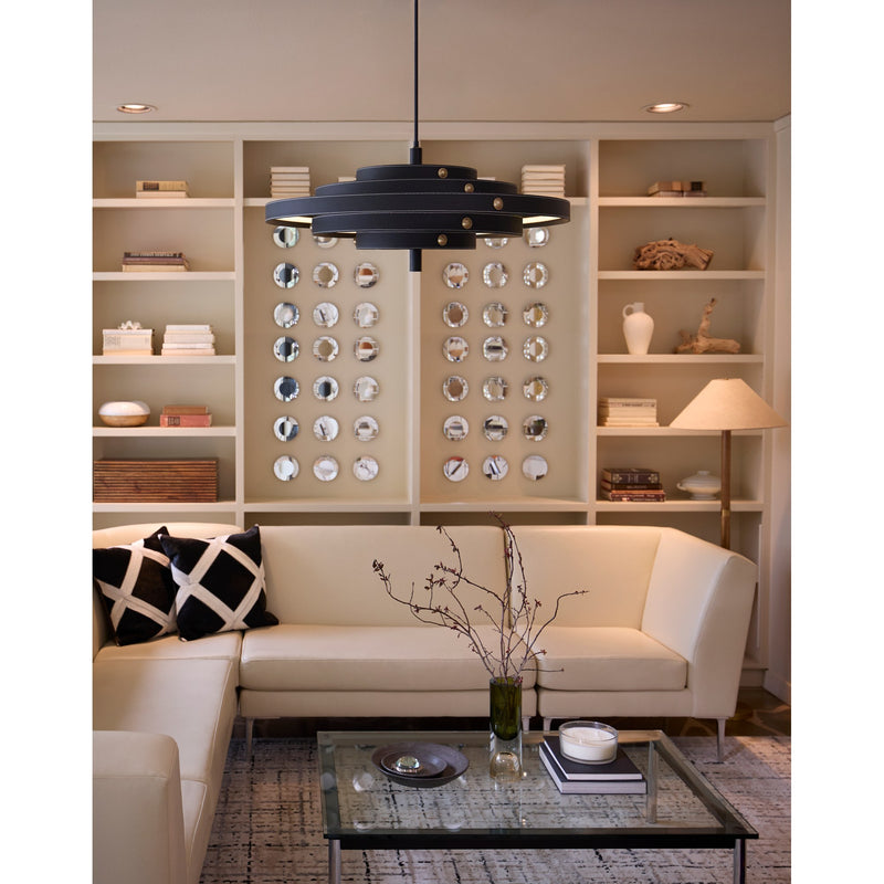 Borealis 36" LED Leather Pendant in Black