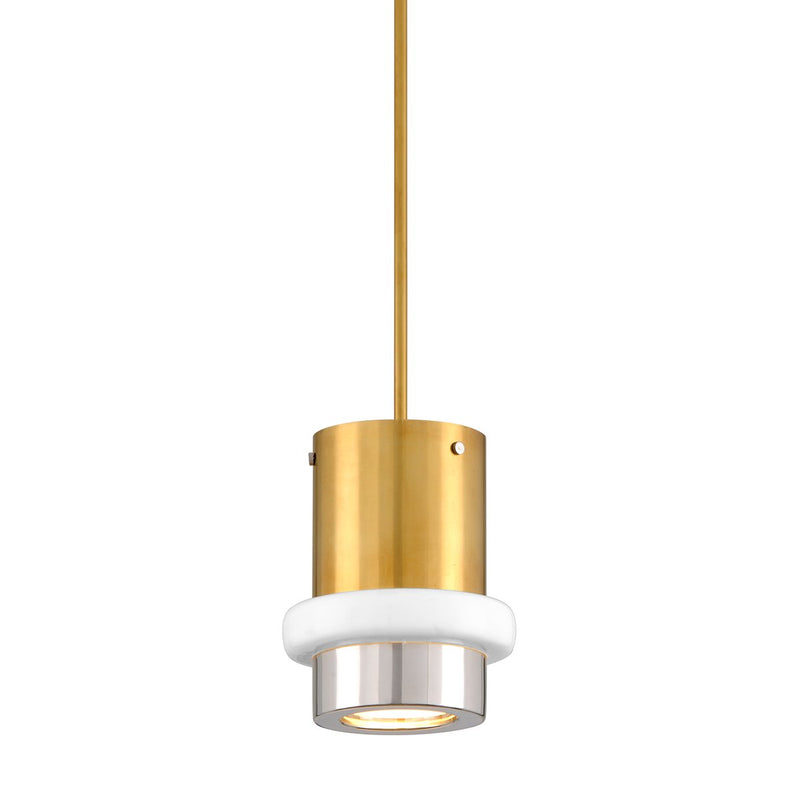 Beckenham Opal Glass Pendant in Vintage Polished Brass And Nickel