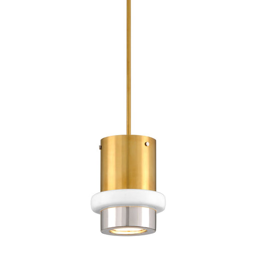 Beckenham Opal Glass Pendant in Vintage Polished Brass And Nickel