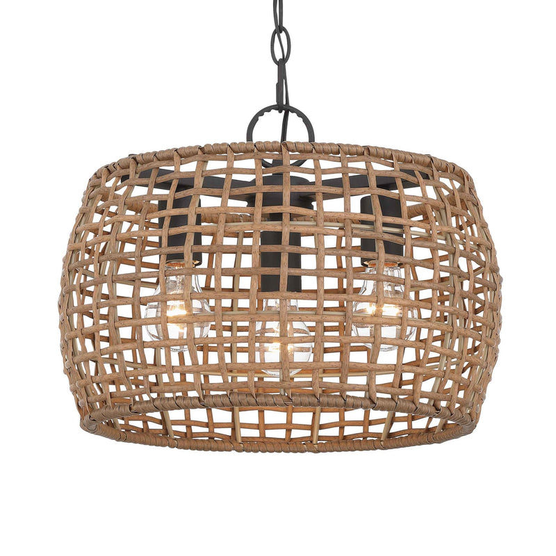 Weavelight 3-Light Pendant in Natural Black