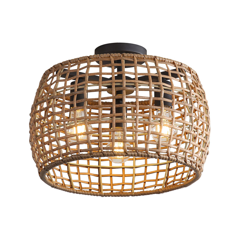 Weavelight 3-Light Semi-Flush Mount in Natural Black