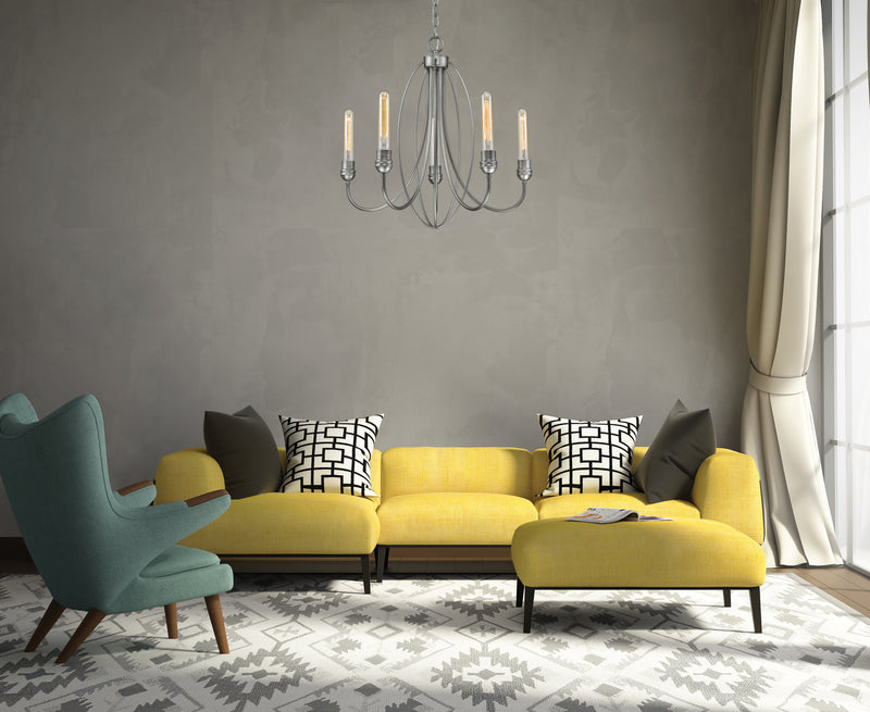 Persis 5 Light 22" Chandelier in Old Silver in a room setting