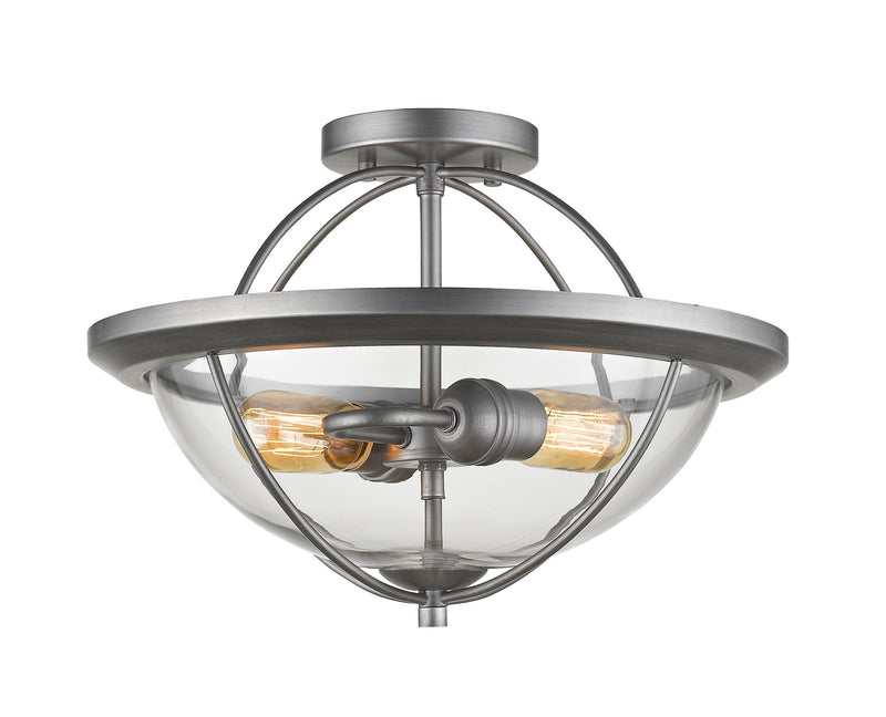 Persis 2 Light 15" Semi Flush Mount in Old Silver