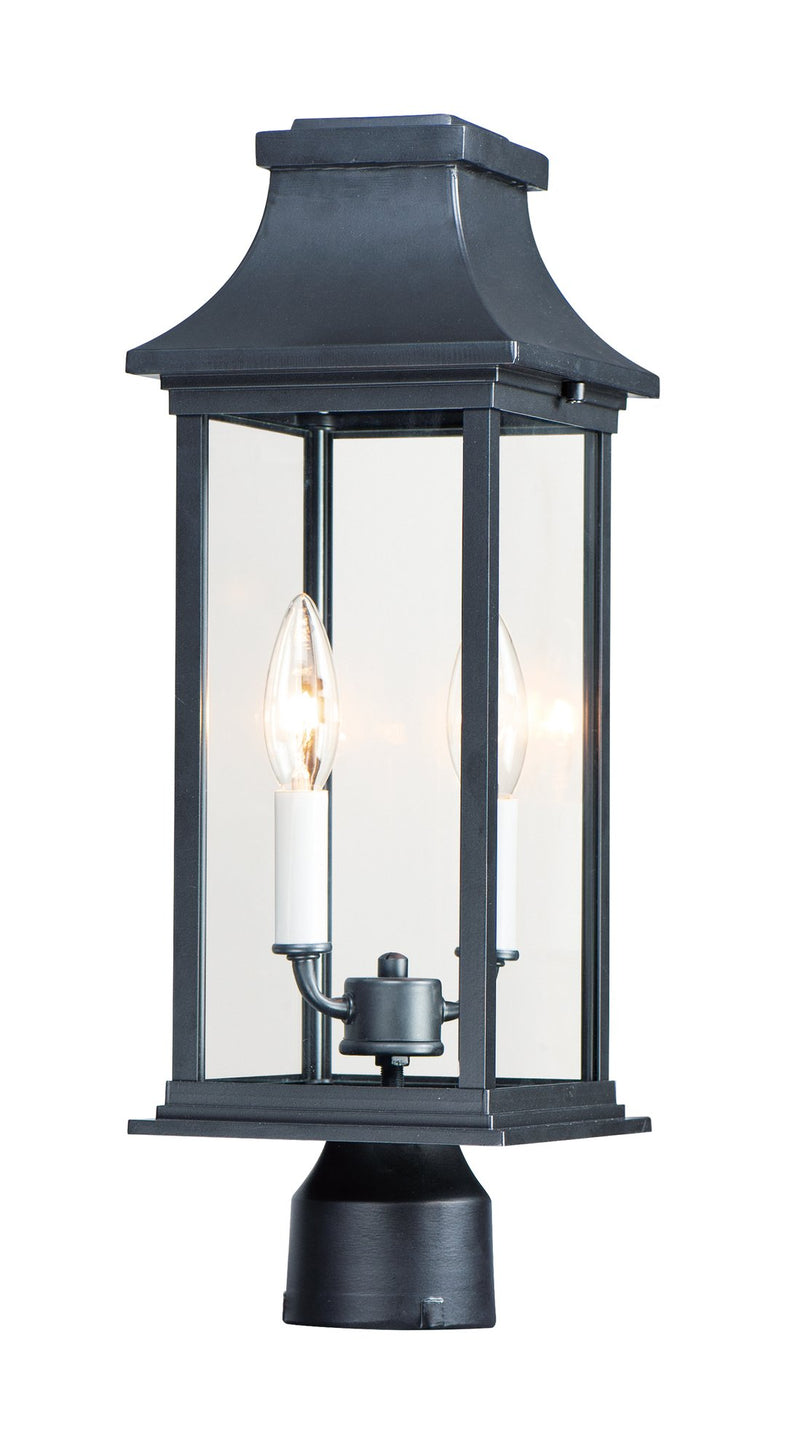 Vicksburg 2 Light Outdoor Post Lantern in Black