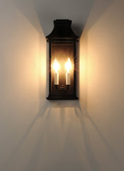 Vicksburg 2 Light Outdoor Pocket Wall Sconce in Black