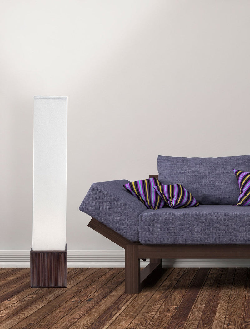 Sebu 2-Light Floor Lamp in Teak Brown Bamboo