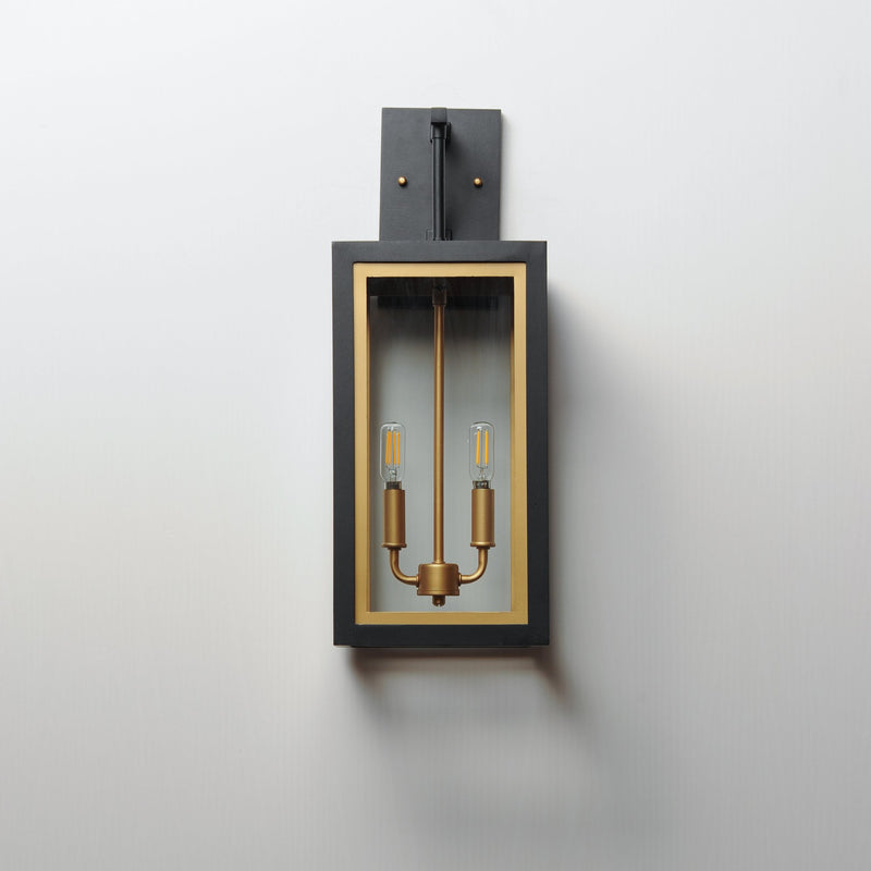 Neoclass 21" 2 Light Outdoor Wall Sconce in Black / Gold