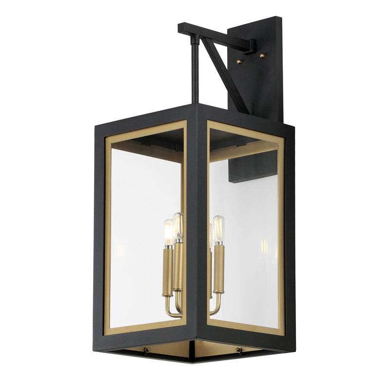 Neoclass 4 Light Outdoor Wall Sconce in Black / Gold