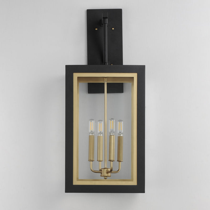 Neoclass 4 Light Outdoor Wall Sconce in Black / Gold