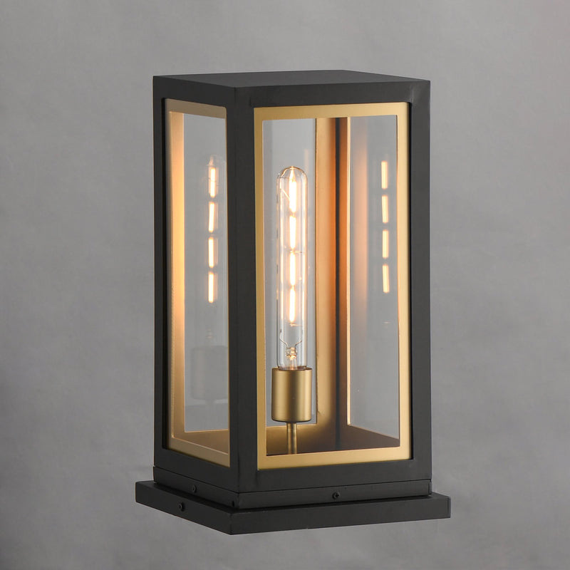Neoclass 1 Light Large Outdoor Deck Lantern in Black / Gold