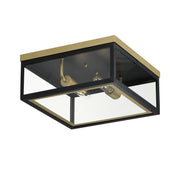 Neoclass 2 Light Outdoor Flush Mount in Black / Gold