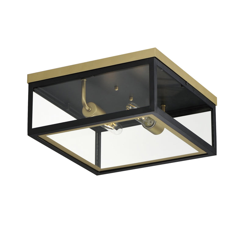 Neoclass 2 Light Outdoor Flush Mount in Black / Gold
