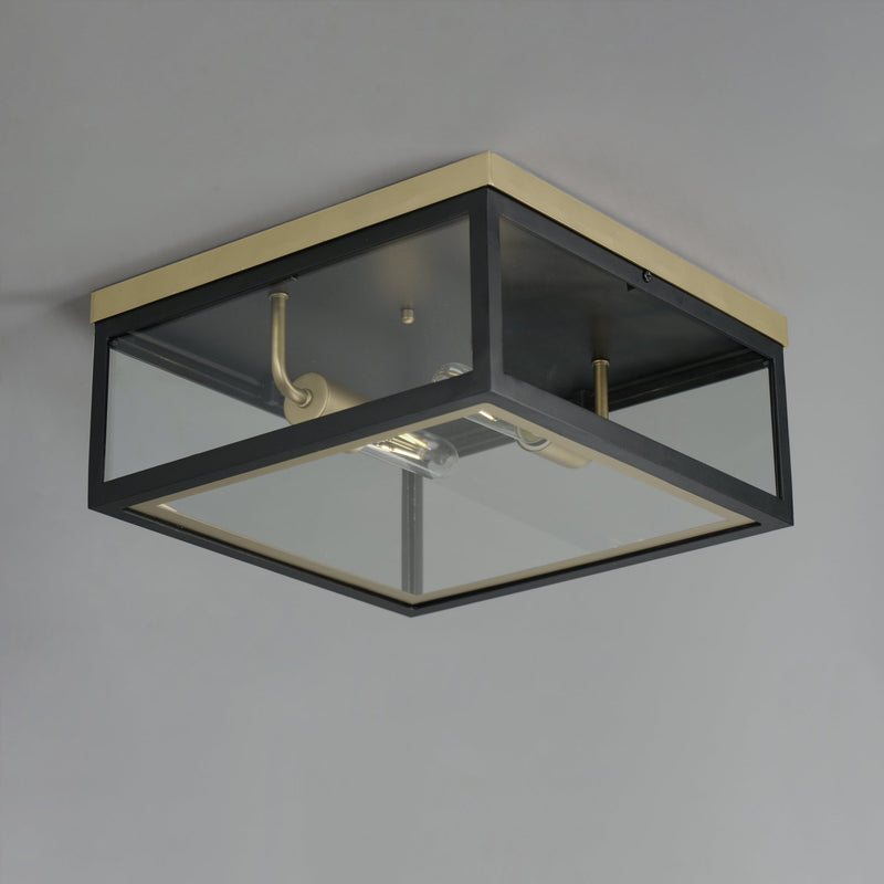 Neoclass 2 Light Outdoor Flush Mount in Black / Gold