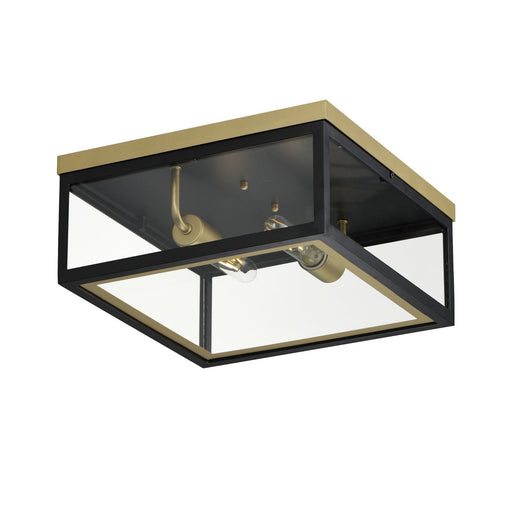 Neoclass 2 Light Outdoor Flush Mount in Black / Gold