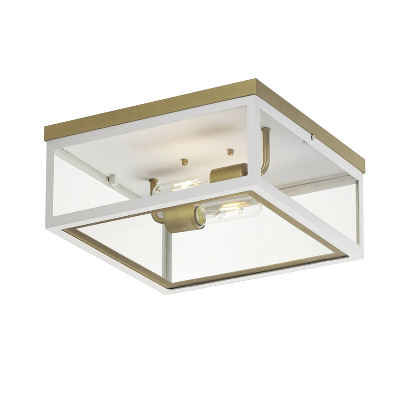 Neoclass 2 Light Outdoor Flush Mount in White / Gold