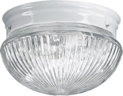 9" Ribbed Glass Mushroom Ceiling Mount in White